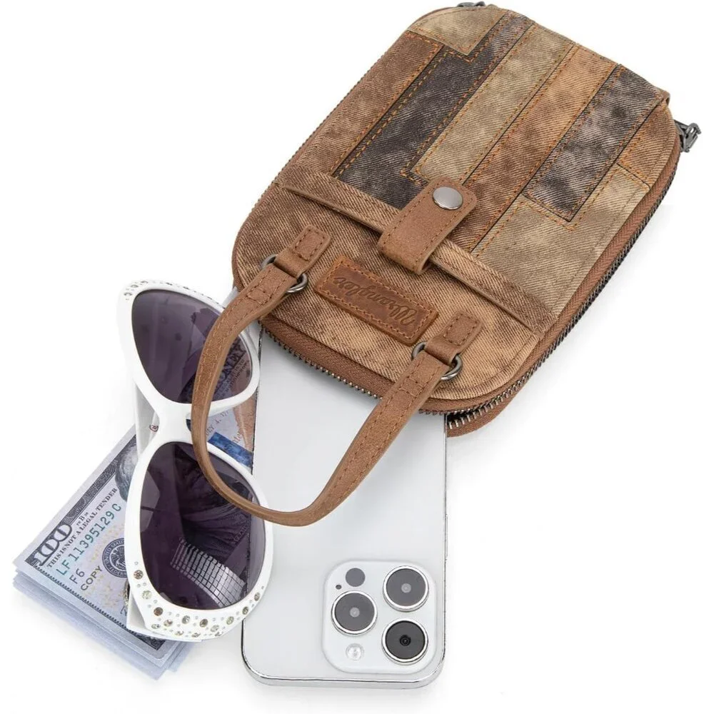 Mini Phone Purse Crossbody Bag Women Vegan Leather RFID Compact Organizer